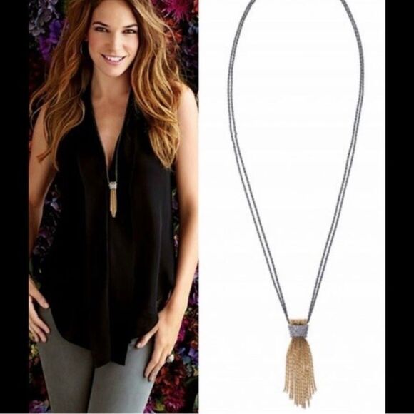 Stella & Dot ~ Windsor Pave Tassel Chain Necklace - Picture 3 of 7
